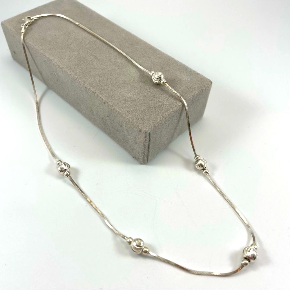 Stunning Italy 925 Sterling Silver Ball Bead Dainty Chain Necklace